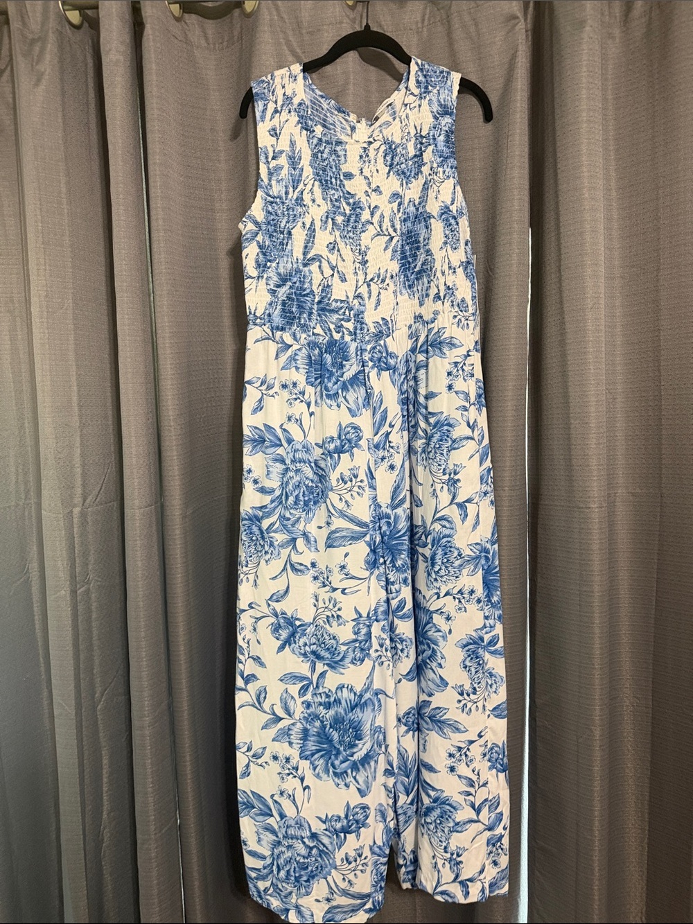 Calvin Klein Blue and White Floral Jumpsuit